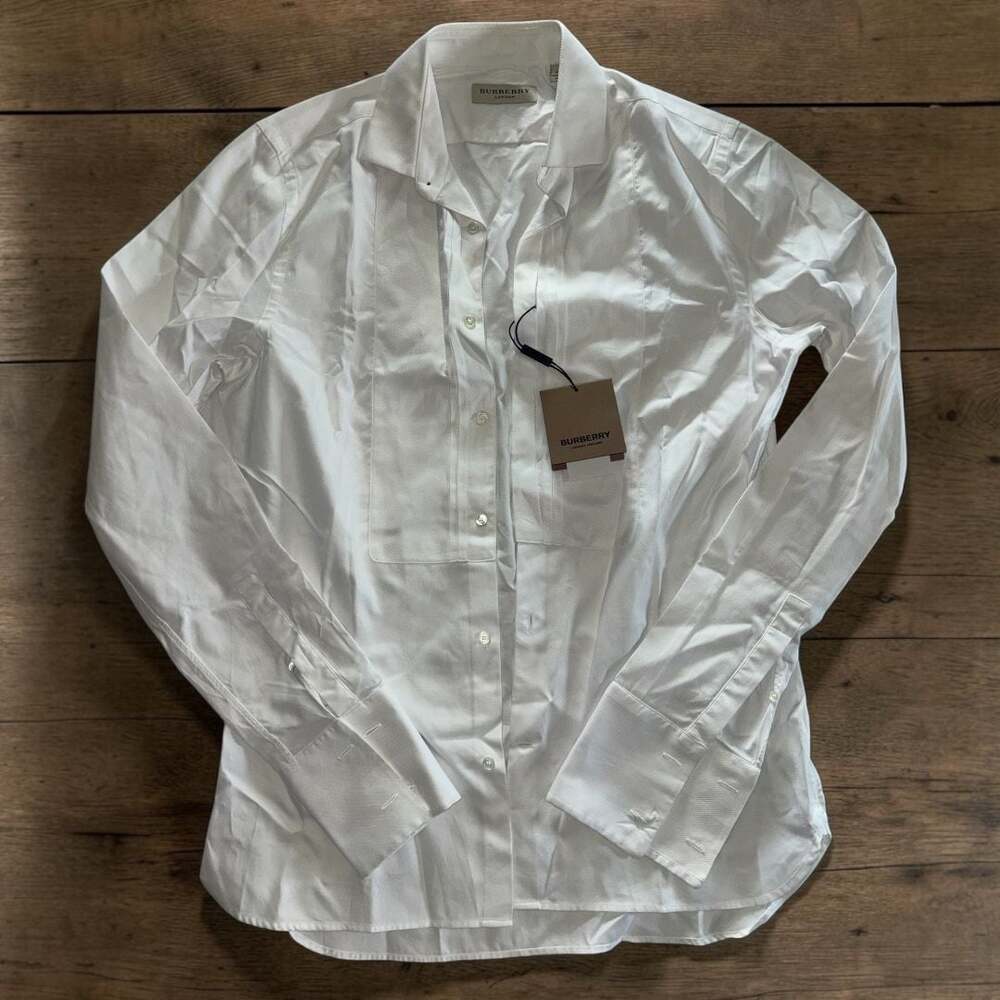 NWT Burberry London White Tailored Cotton Button-Down Dress Shirt